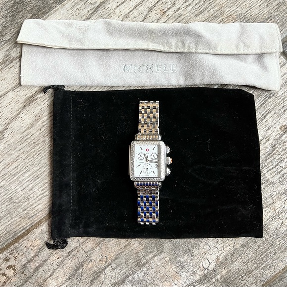 Michele Deco Diamond Watch w/ 5 Authentic Michele bands New Battery. - Picture 14 of 16